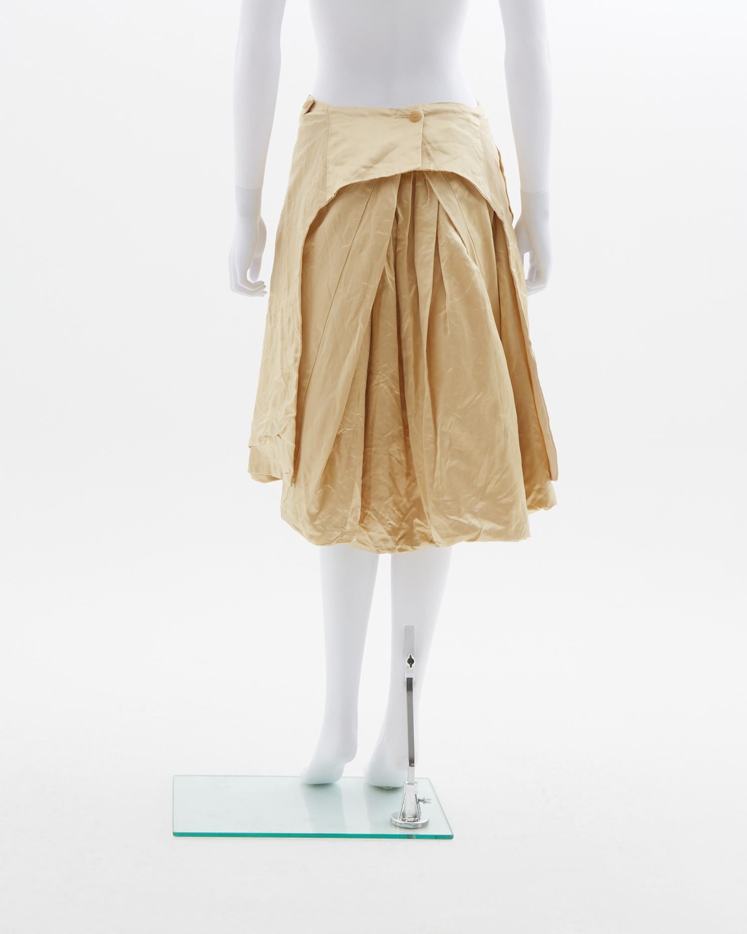 Paul Harnden Shoemakers Ivory apron bustle silk skirt  In Excellent Condition In Milano, IT