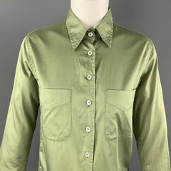 PAUL HARNDEN Size S Green Cotton Patch Pocket Blouse