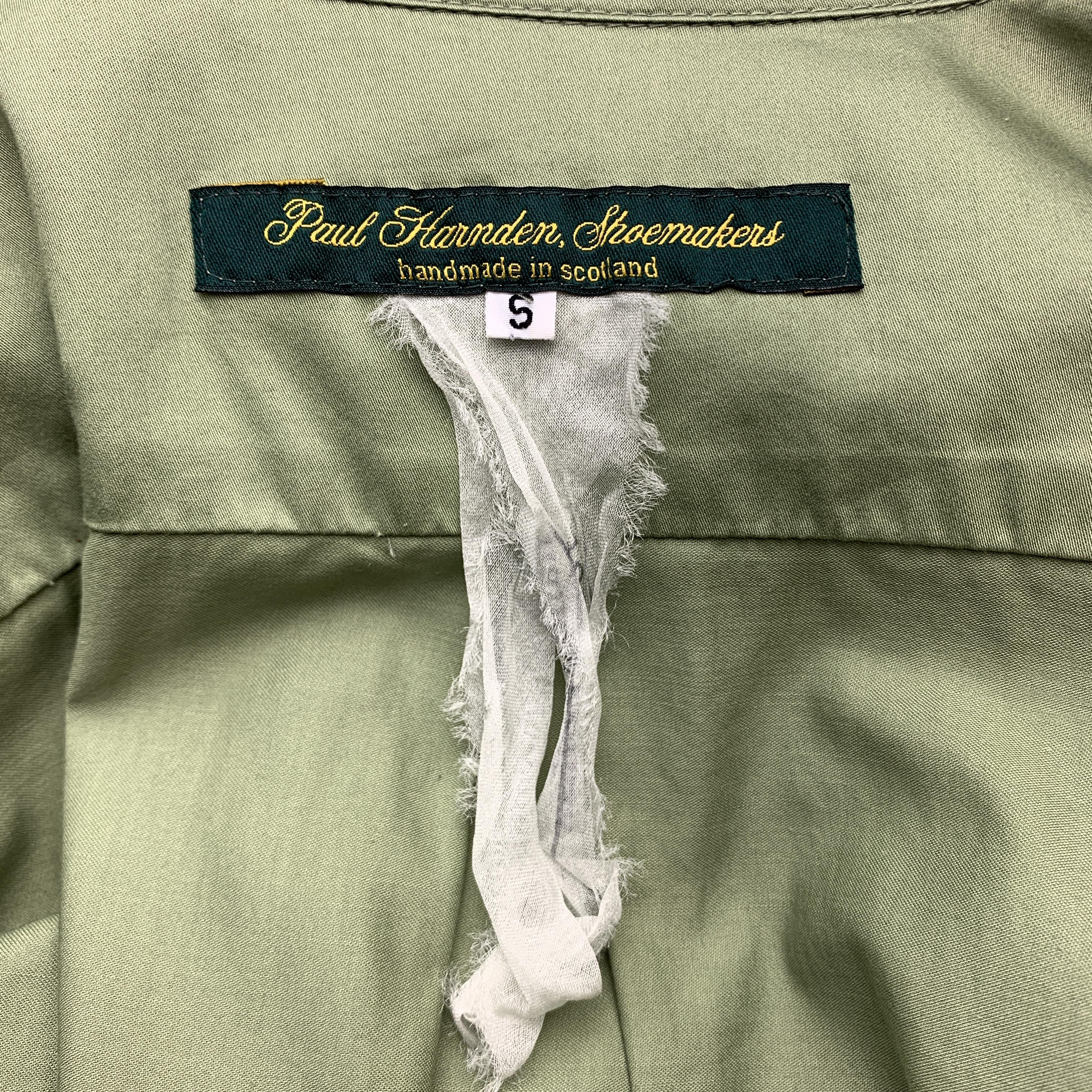 PAUL HARNDEN Size S Green Cotton Patch Pocket Blouse In Good Condition In San Francisco, CA