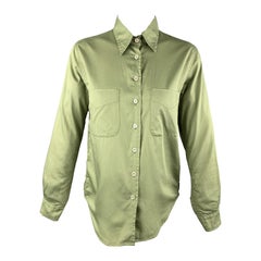 PAUL HARNDEN Size S Green Cotton Patch Pocket Blouse