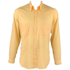 PAUL HARNDEN Größe XL Gelbes Baumwollhemd mit langen Ärmeln und Knopfleiste