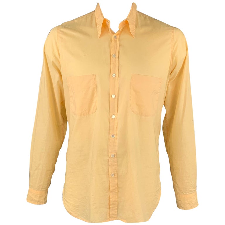 PAUL HARNDEN Size XL Yellow Cotton Button Up Long Sleeve Shirt at 1stDibs