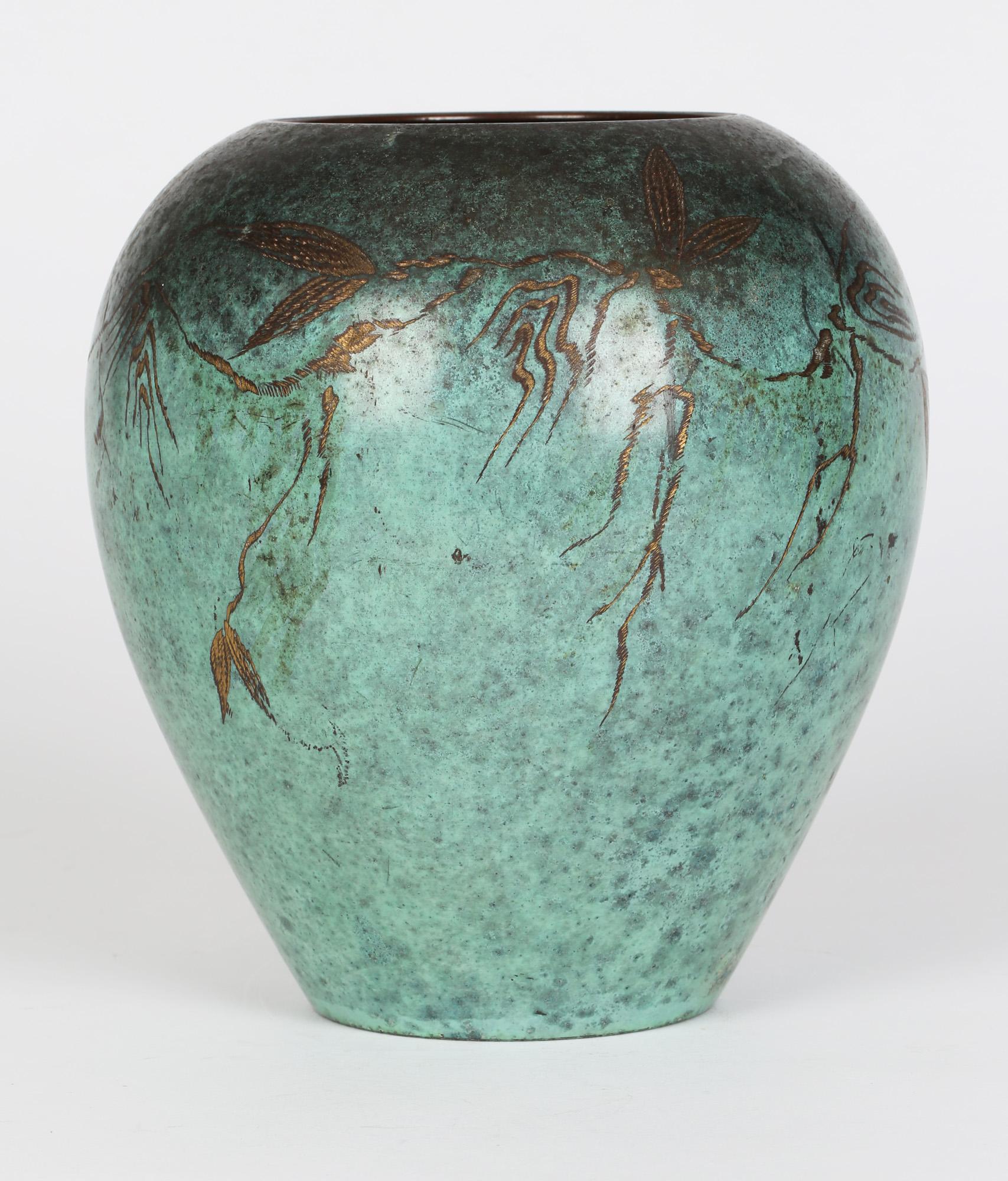 Paul Haustein for WMF Art Deco Patinated Bronze Ikora Vase 2