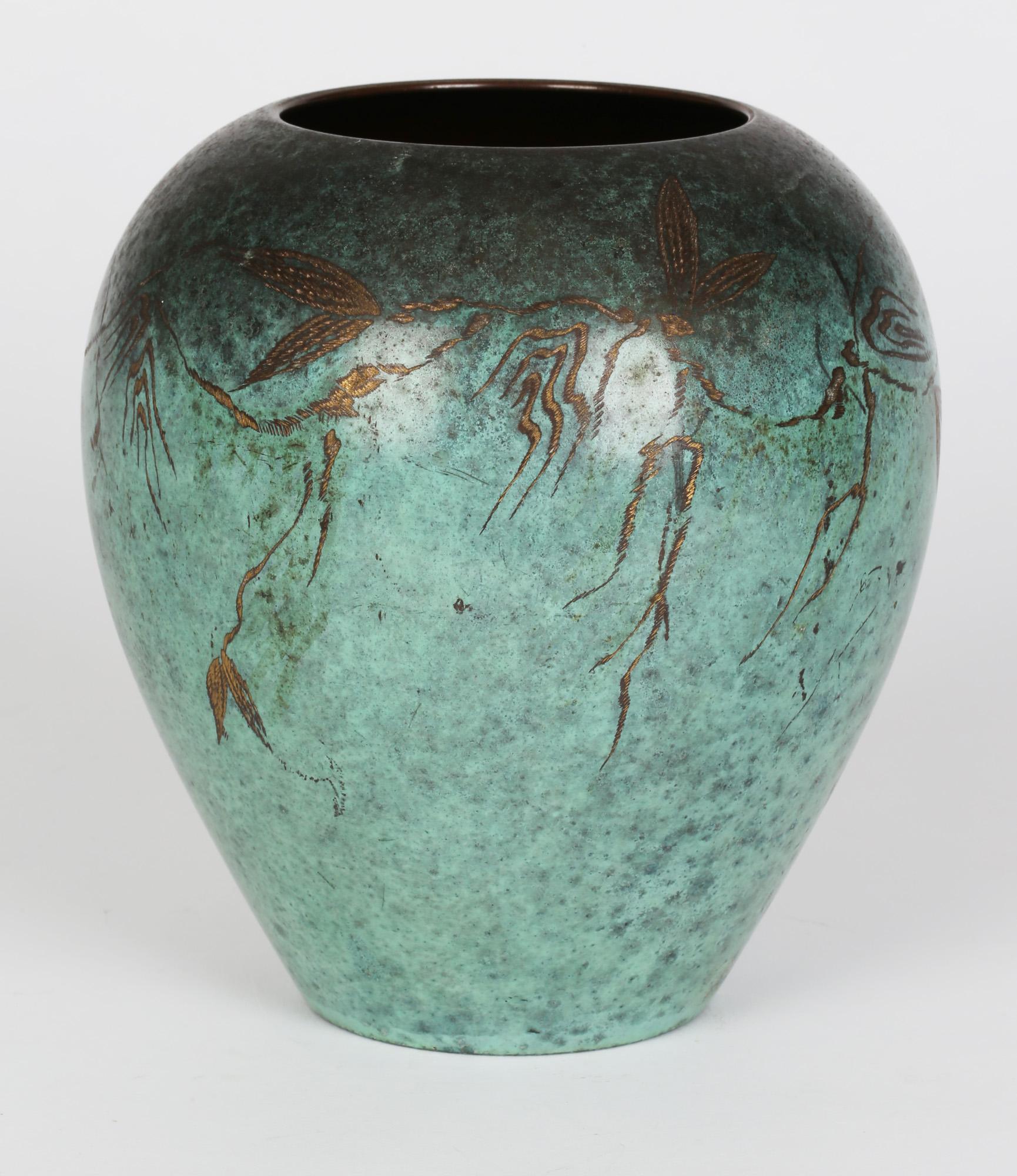 German Paul Haustein for WMF Art Deco Patinated Bronze Ikora Vase