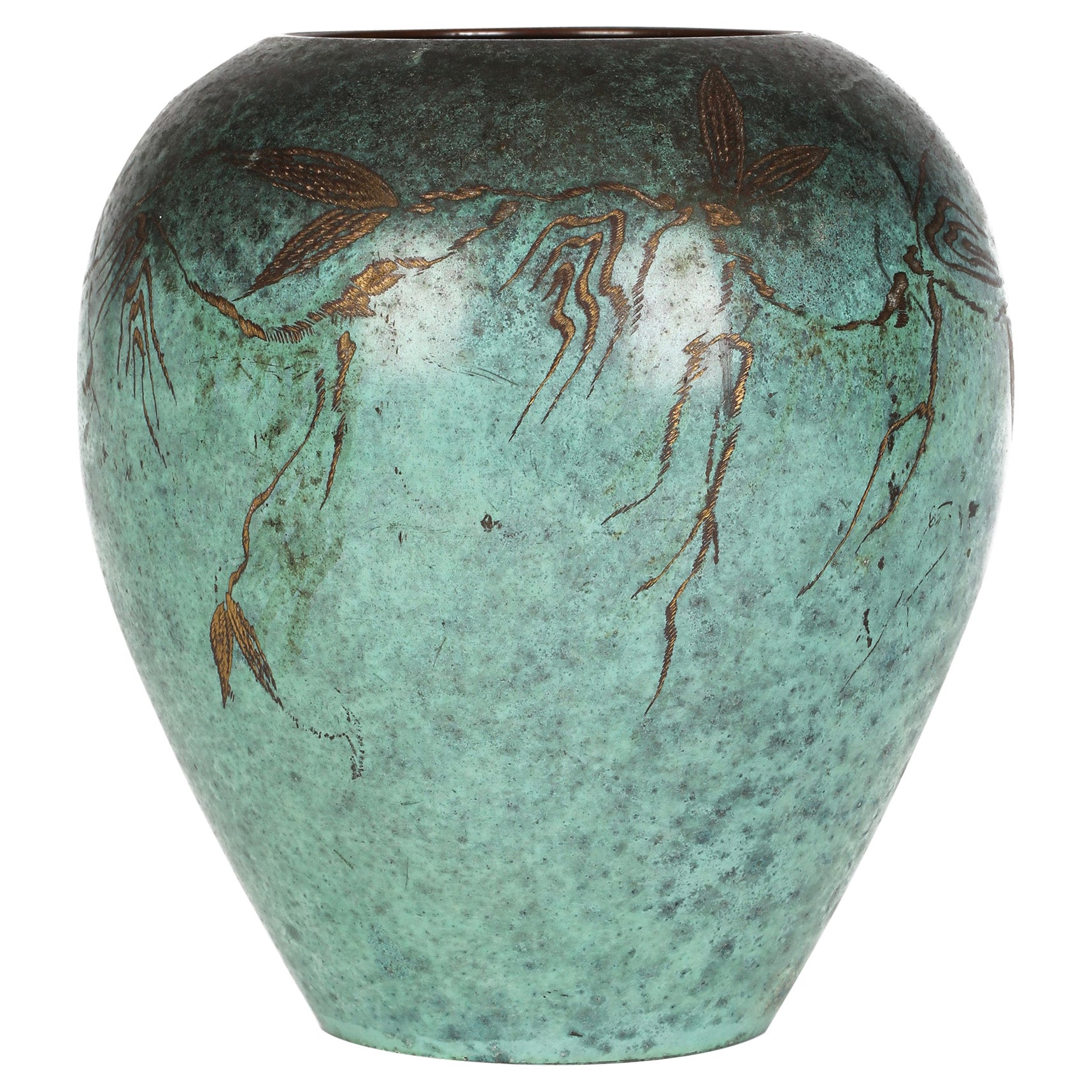 Paul Haustein for WMF Art Deco Patinated Bronze Ikora Vase