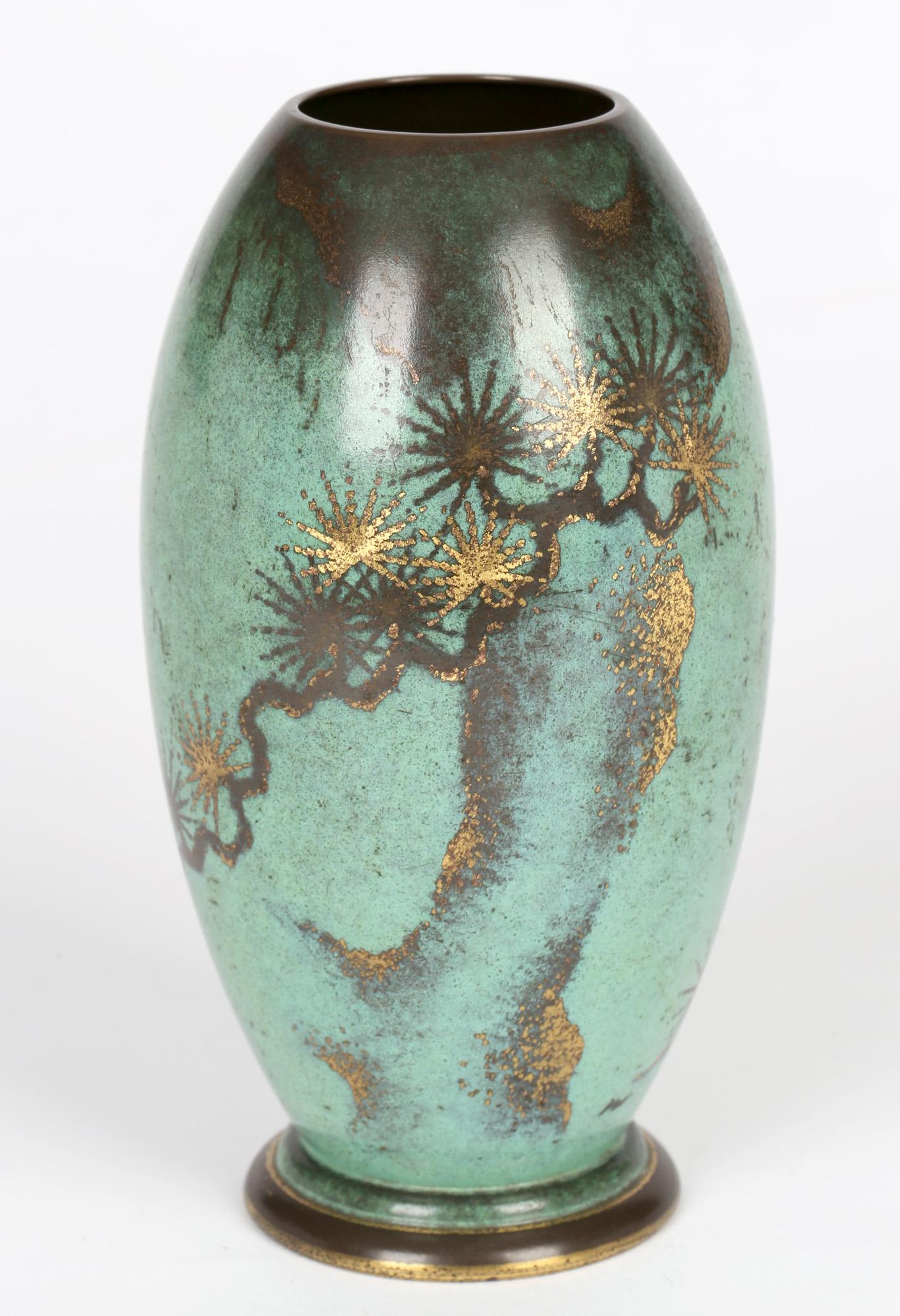 Paul Haustein for Württembergische Metal Art Deco Patinated Copper Ikora Vase 3