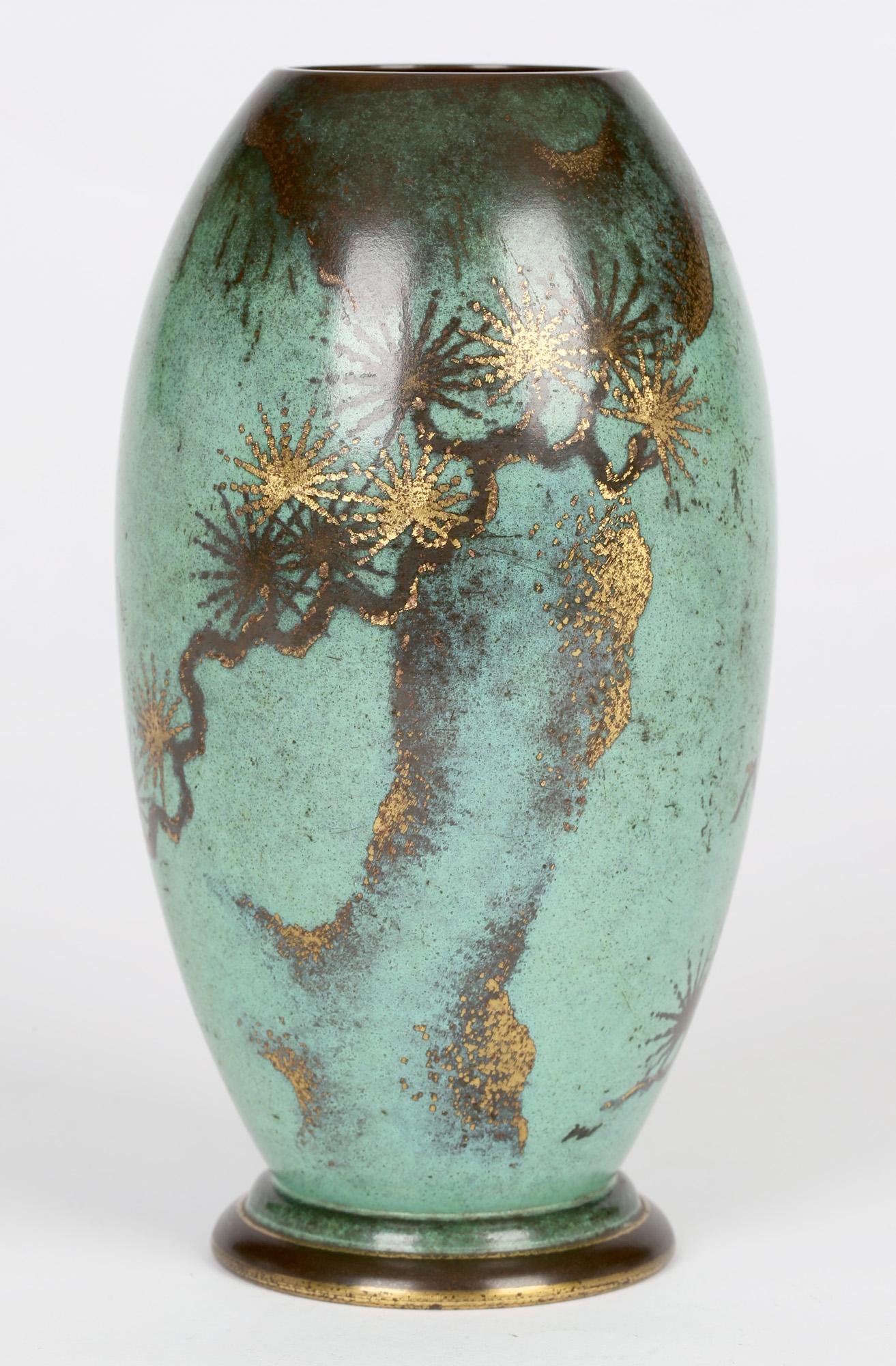 Paul Haustein for Württembergische Metal Art Deco Patinated Copper Ikora Vase 5