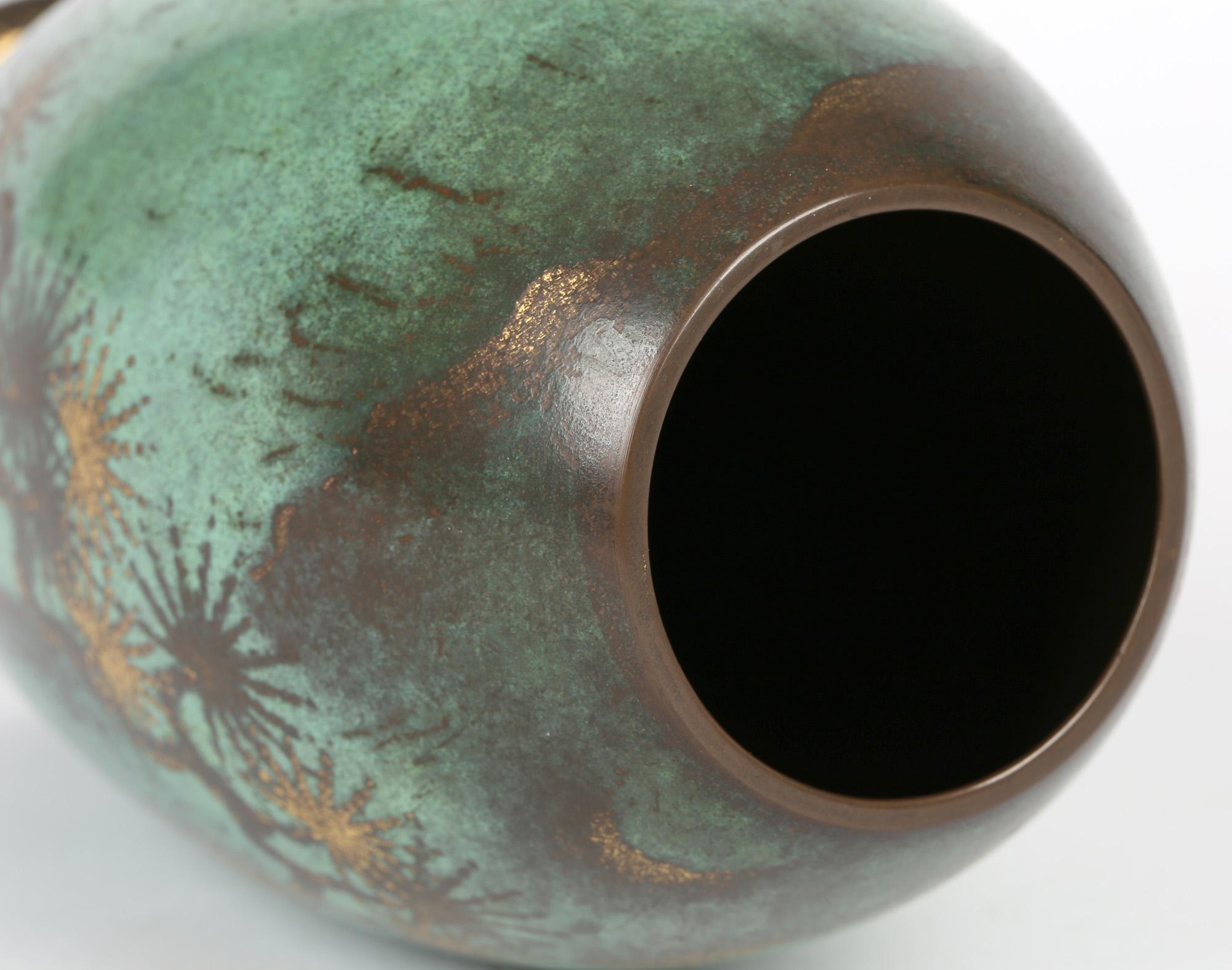 Paul Haustein for Württembergische Metal Art Deco Patinated Copper Ikora Vase 6