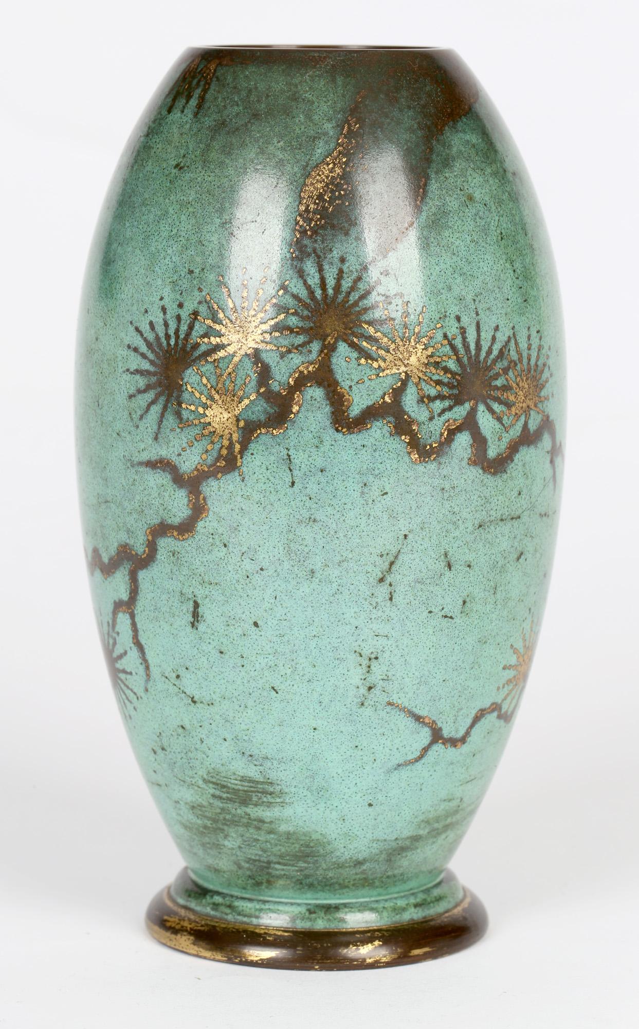 German Paul Haustein for Württembergische Metal Art Deco Patinated Copper Ikora Vase