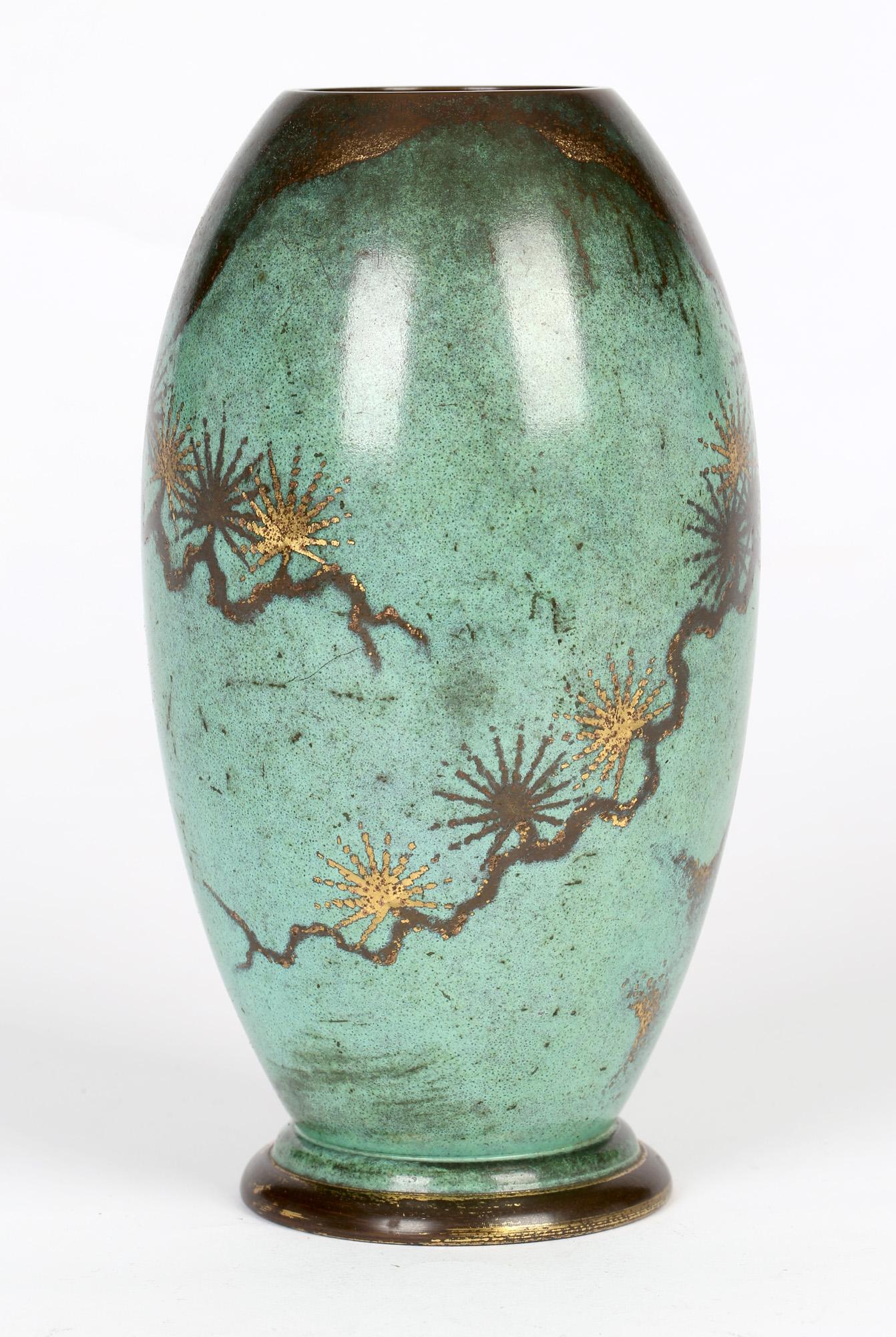 Paul Haustein for Württembergische Metal Art Deco Patinated Copper Ikora Vase 1