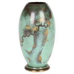 Paul Haustein for Württembergische Metal Art Deco Patinated Copper Ikora Vase