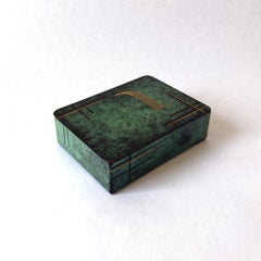 WMF Ikora Paul Haustein Green Patinated Metal Hinged Box, Wood Lined