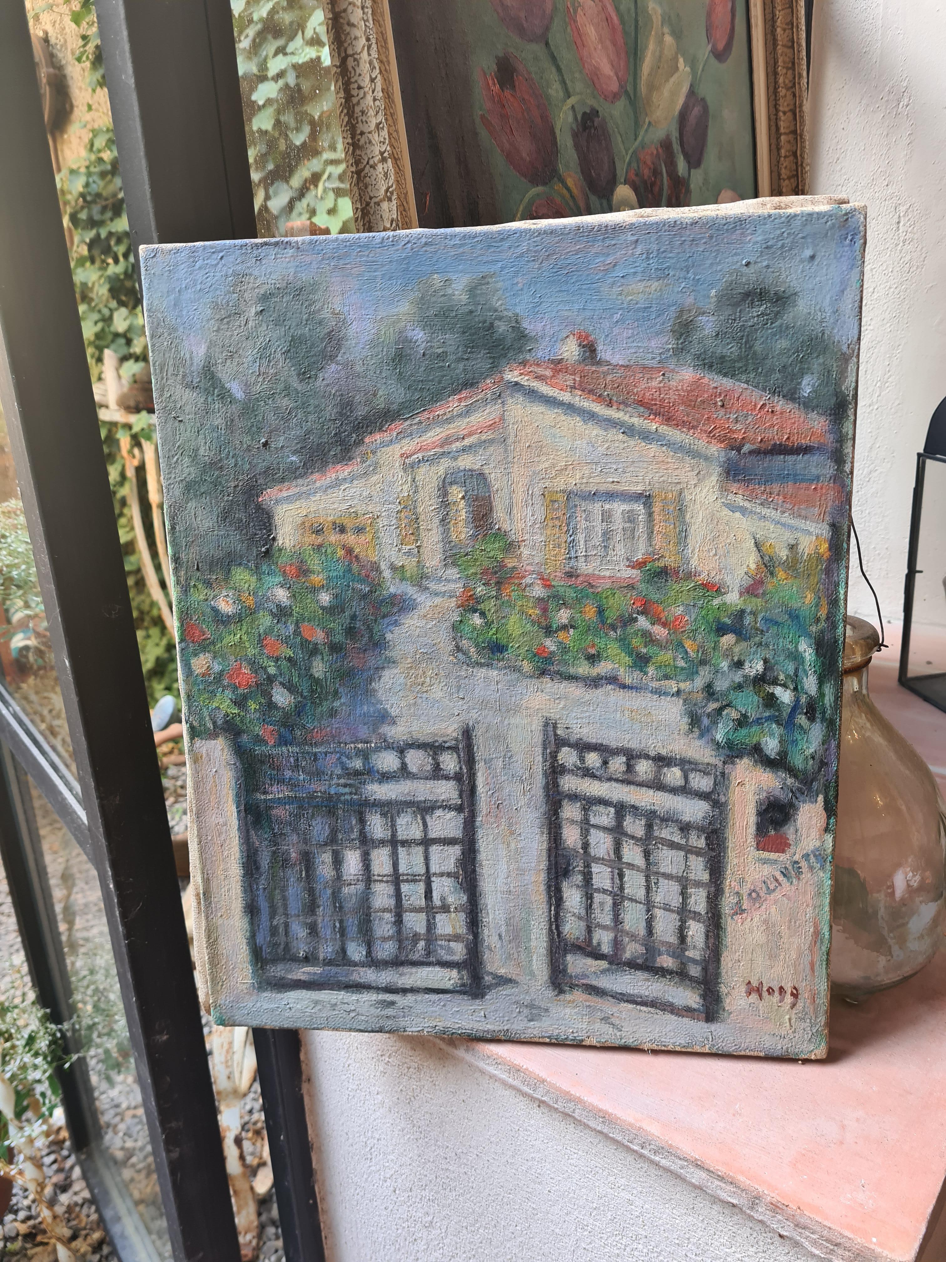 Vue impressionniste d'une VILLA dans le sud de la France, L'Olivette, Juan les Pins en vente 5