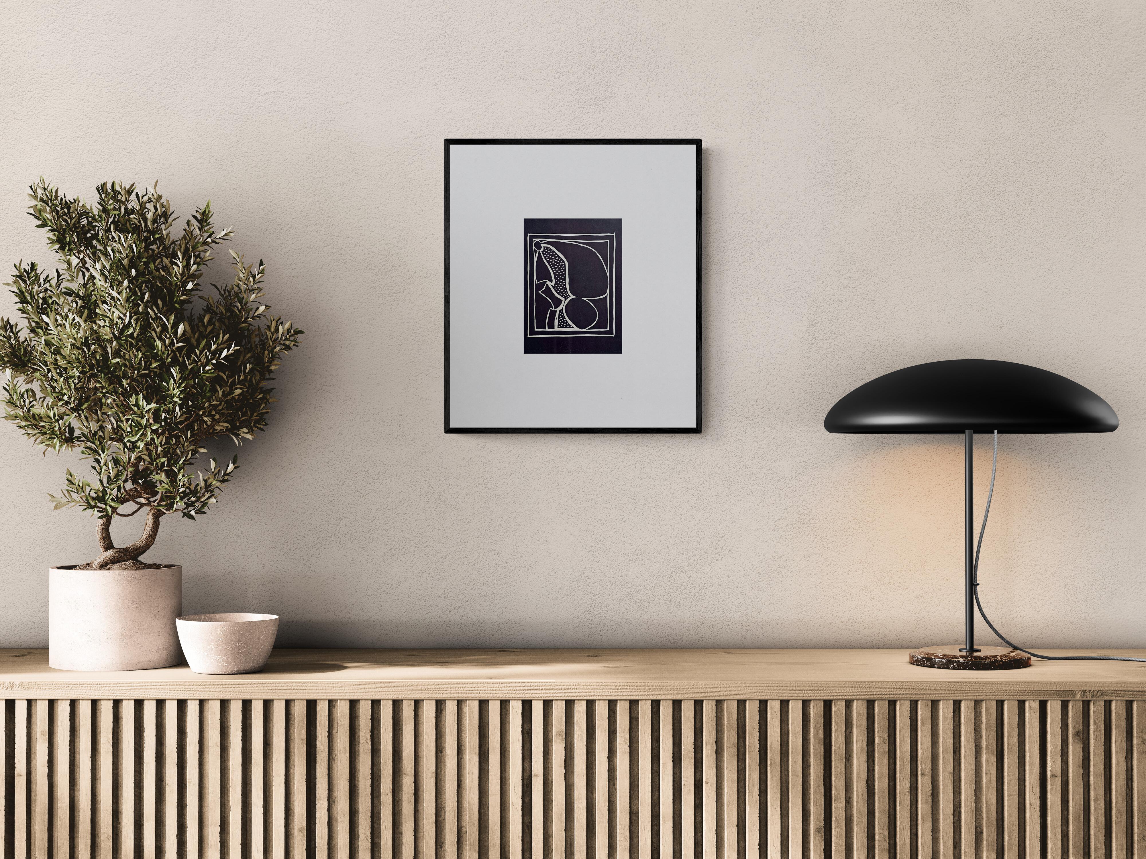 Form A su sfondo nero (Astratto, Moderno, Mid-Century) - Abstract Print Nero di Paul Herrmann (Henri Héran)
