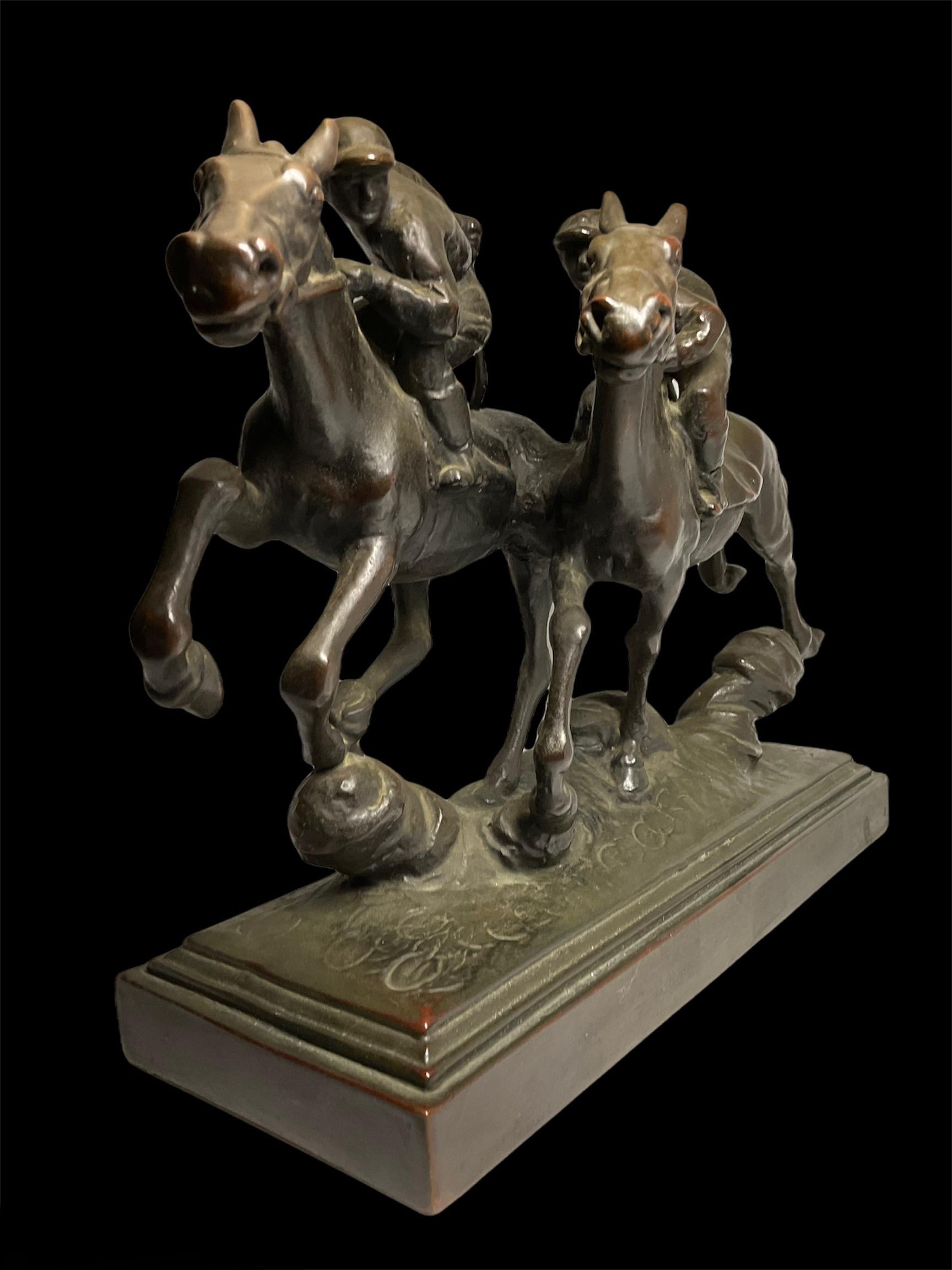 Paul Herzel Patinated Bronze Sculpture of “Hot-Blooded”Horses 3