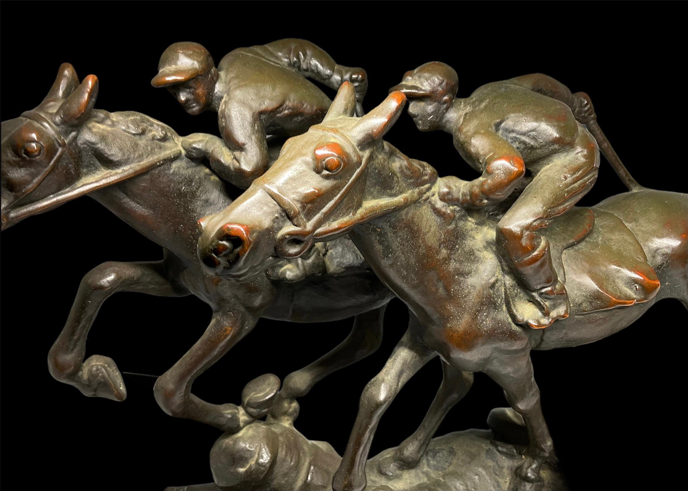 Paul Herzel Patinated Bronze Sculpture of “Hot-Blooded”Horses In Good Condition In Guaynabo, PR