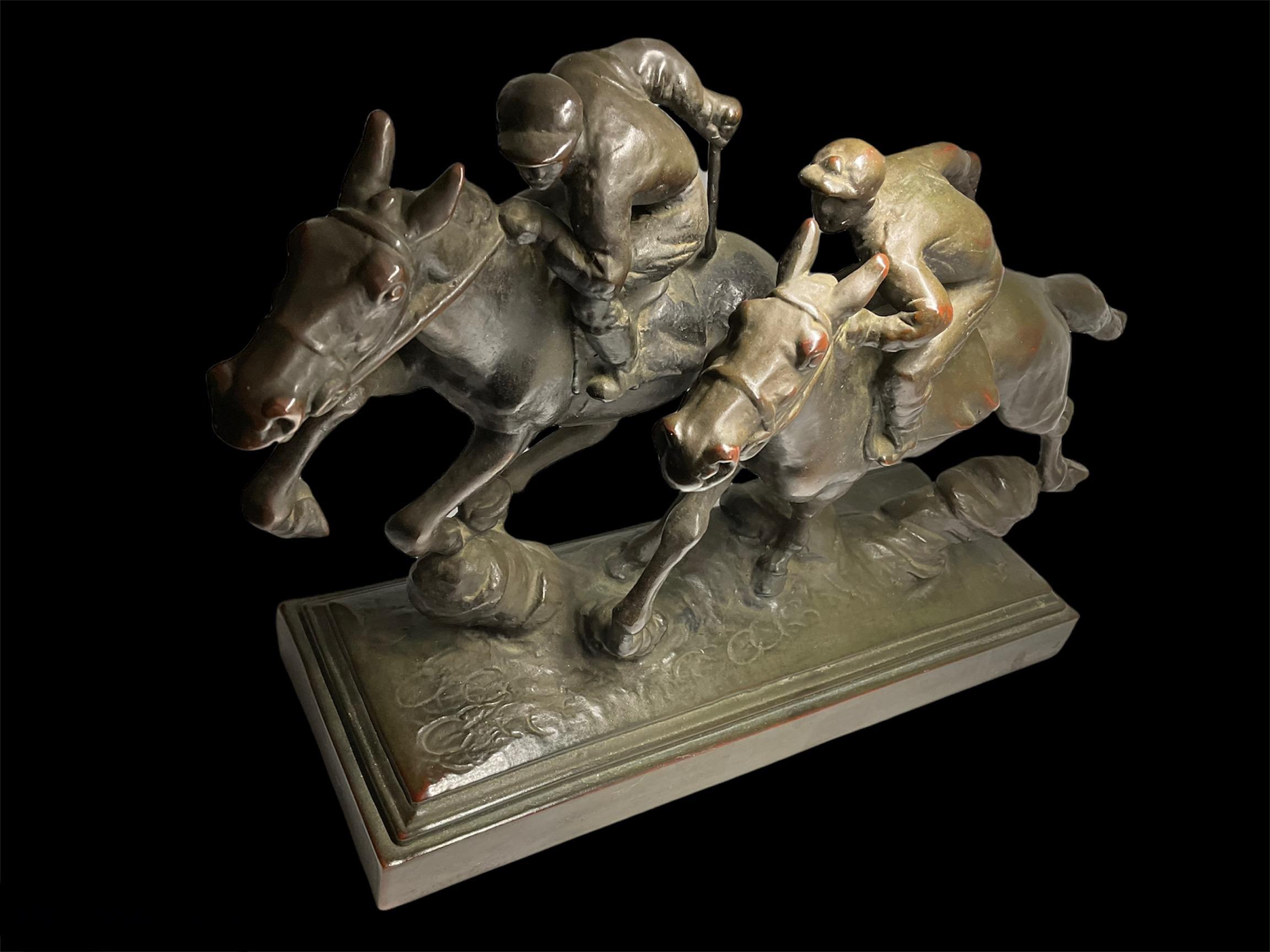 Paul Herzel Patinated Bronze Sculpture of “Hot-Blooded”Horses 1