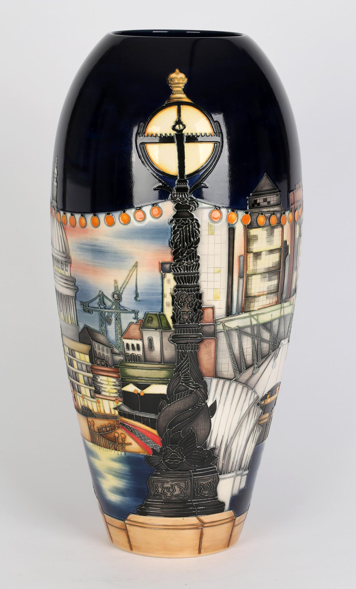 Contemporary Paul Hilditch Moorcroft Limited Edition London Architectural Riverscape Vase  For Sale