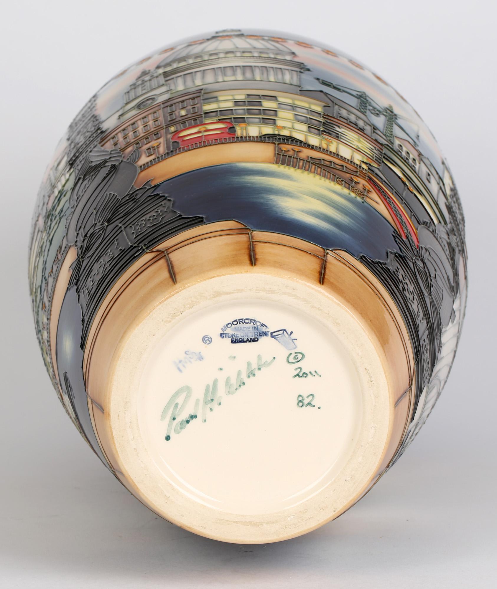 Pottery Paul Hilditch Moorcroft Limited Edition London Architectural Riverscape Vase  For Sale