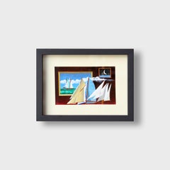 Small Colorful Abstract Seascape Painting, "Sails 21" 2023