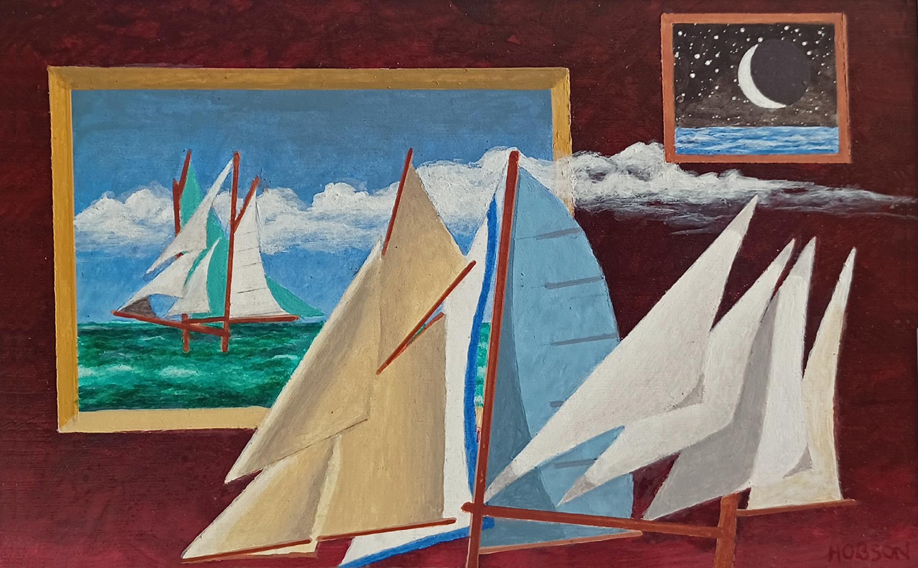 This is a one of a kind original abstract seascape painting by southern California artist Paul Hobson. It is 8.75
