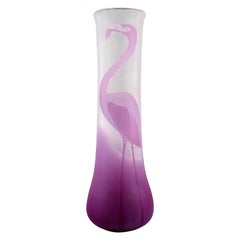 Paul Hoff for Costa Boda, Vase in Art Glass with Pink Flamingo