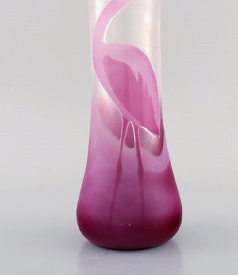 Paul Hoff für Kosta Boda:: Vase aus Kunstglas mit rosa Flamingo:: schwedisches Design (Schwedisch) im Angebot