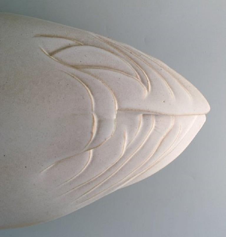 Scandinavian Modern Paul Hoff for Gustavsberg, Rare Colossal Swan in Glazed Ceramics, Dated 1985