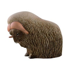 Paul Hoff for Gustavsberg Studio Hand, Musk Ox in Glazed Ceramics, 1980s