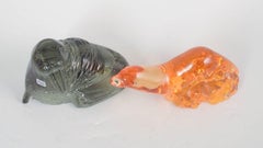 Paul Hoff for Kosta Boda / Orrefor. Two art glass figurines, walrus and sea lion