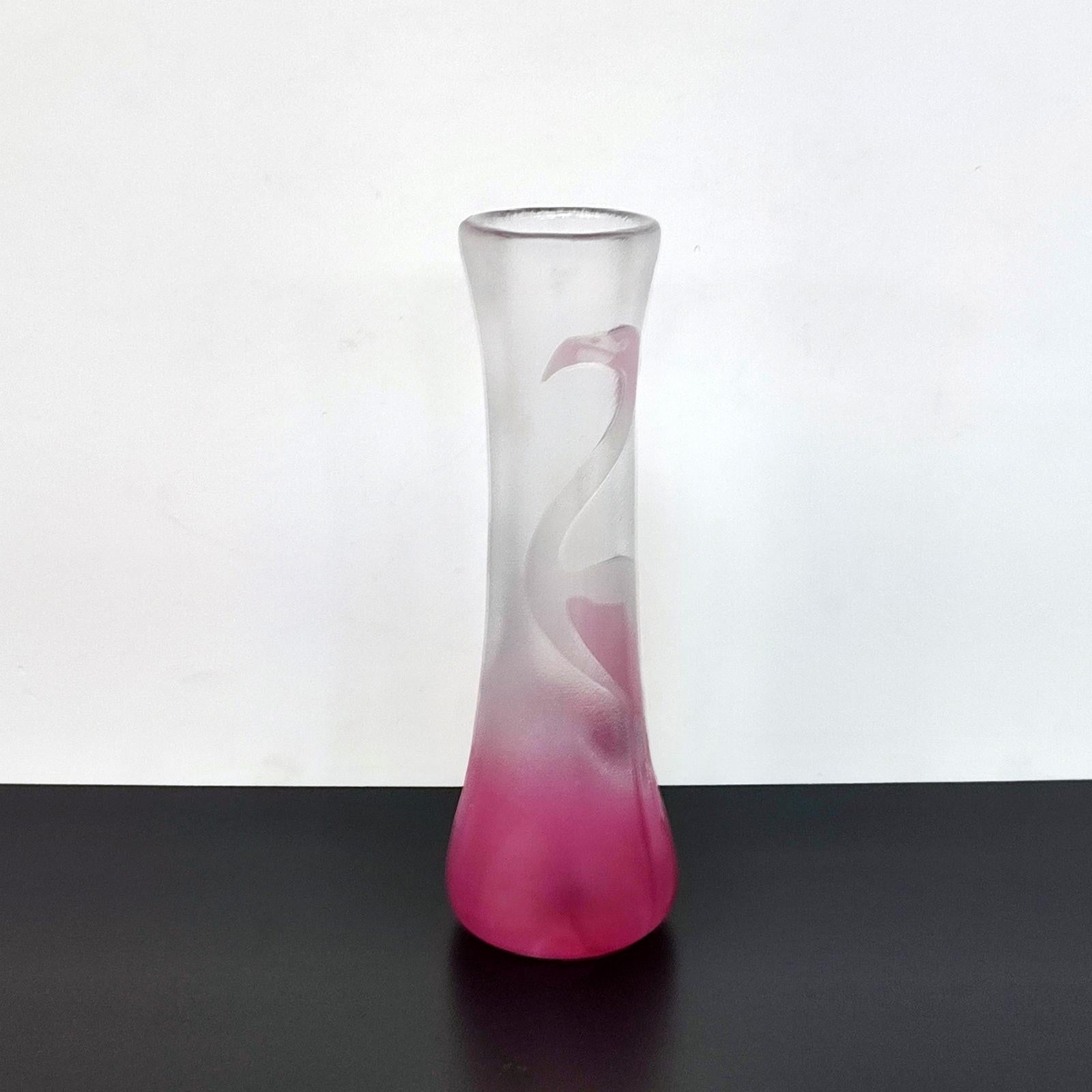 Mid-Century Modern Paul Hoff Pink Flamingo Glass vase - FREE SHIPPING For Sale