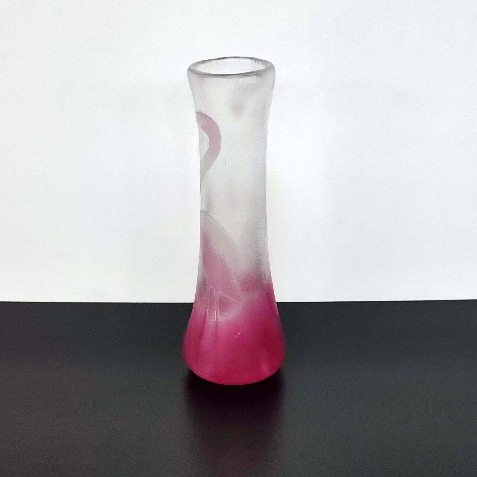 Late 20th Century Paul Hoff Pink Flamingo Glass vase - FREE SHIPPING For Sale
