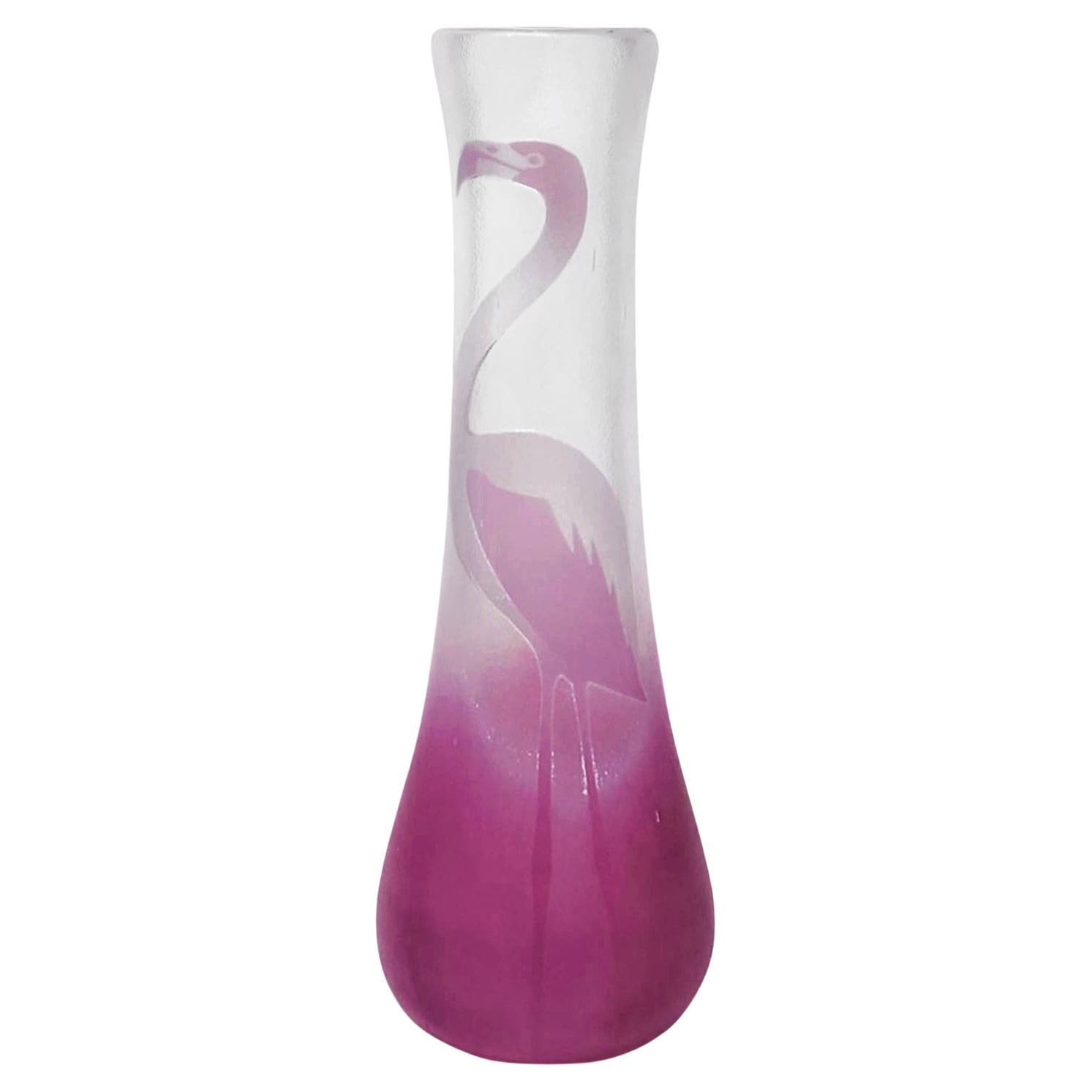 Paul Hoff Pink Flamingo Glass vase - FREE SHIPPING For Sale