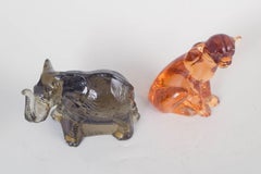 Paul Hoff for Kosta Boda. Two art glass figurines, elephant and puma . 1980s