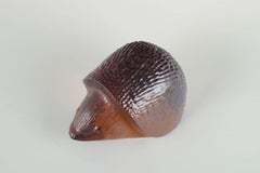 Paul Hoff for Kosta Boda / WMF. Figurine of a hedgehog in warm amber glass.