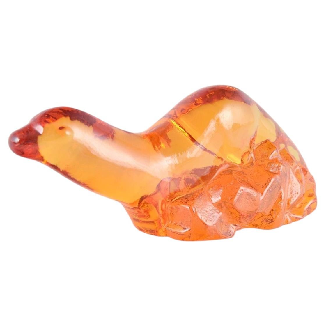 Paul Hoff for Kosta Boda / WWF. Amber art glass seal figurine, 1970s.