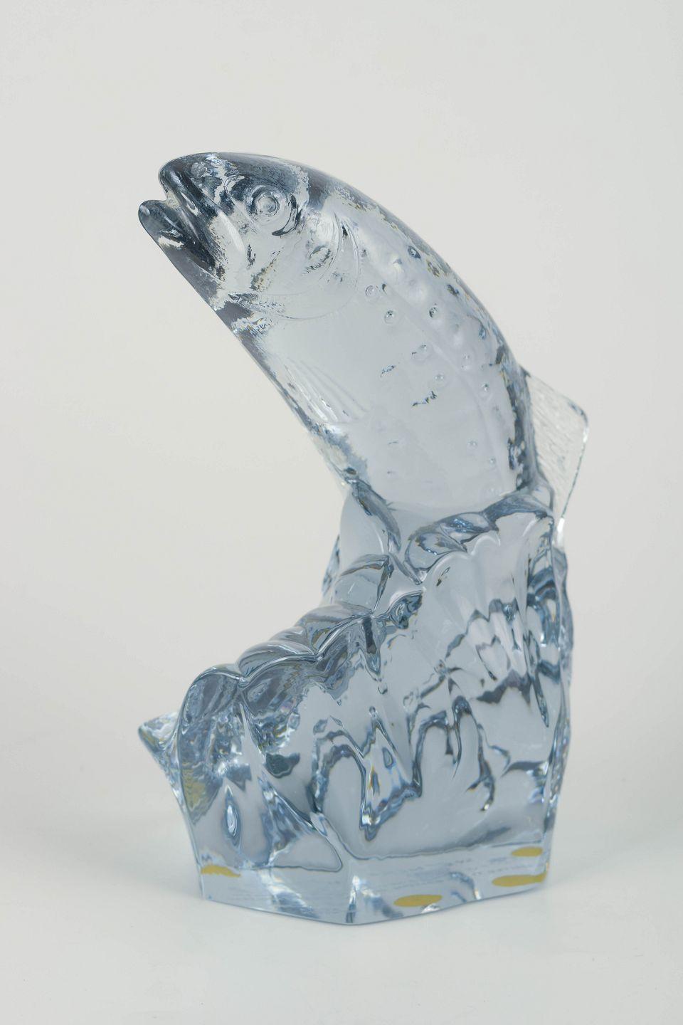 Paul Hoff for Kosta Boda / WWF. Glass sculpture of a salmon in