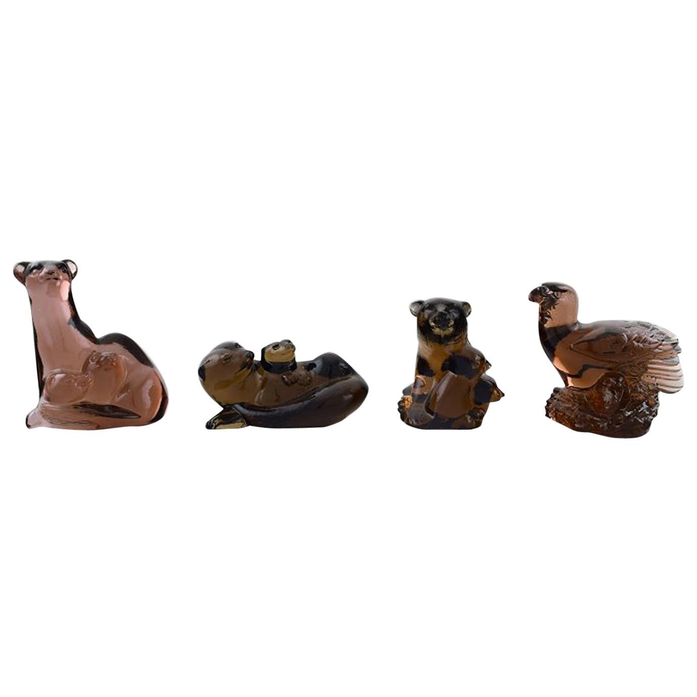 Paul Hoff for Svenskt Glas, 4 Figures Made of Art Glass, WWF