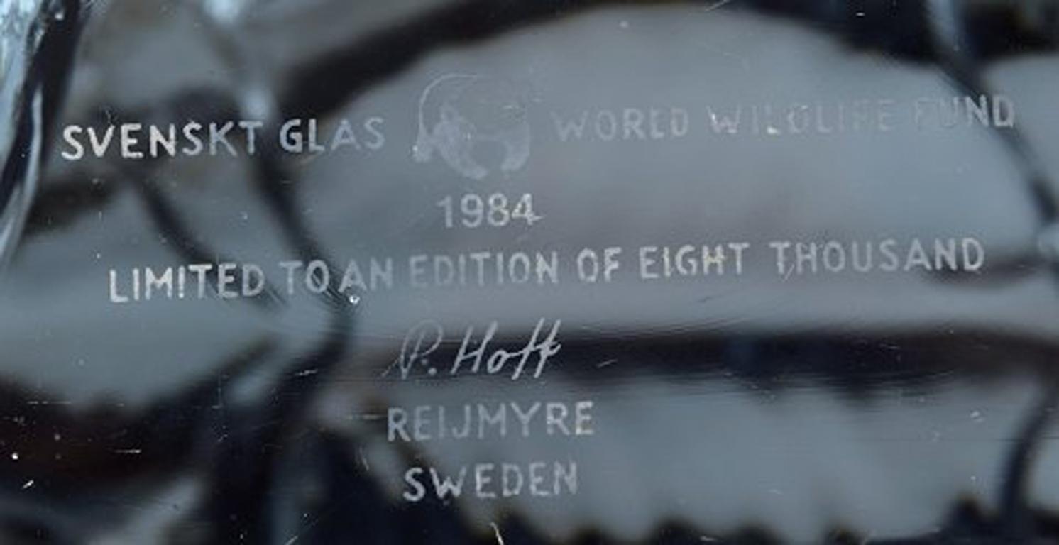 Late 20th Century Paul Hoff for Svenskt Glas, 5 Birds in Art Glass, WWF