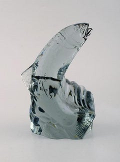 Paul Hoff for "Svenskt Glass", Five Art Glass Figures Shaped as Fish, WWF