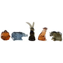 Paul Hoff for "Svenskt Glass", Five Art Glass Figures, WWF