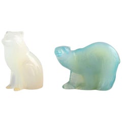 Paul Hoff for "Svenskt Glass", Two Art Glass Figures, Polar Bear and Arctic Fox