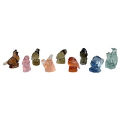 Paul Hoff for Swedish Glass, 9 Birds in Art Glass, WWF, Mid 20th Century