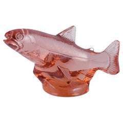 Paul Hoff for Swedish Glass / Kosta Boda, Large Fish in Salmon Colored Art Glass