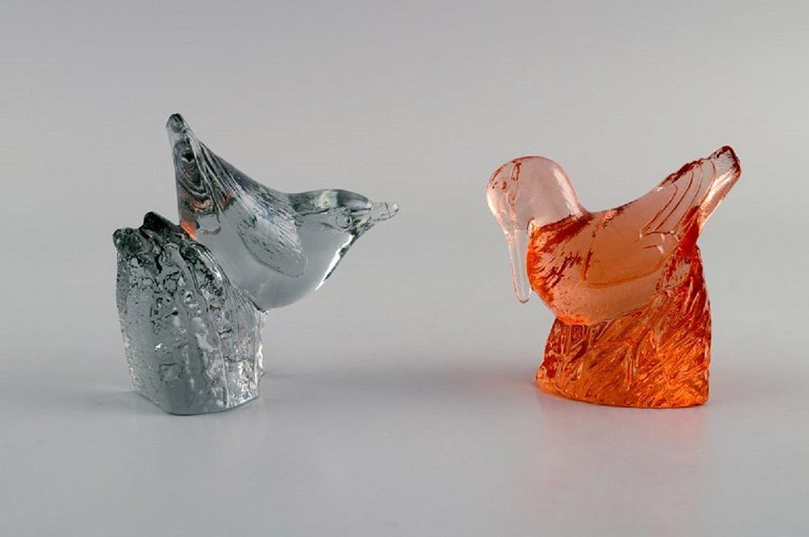 Suédois Paul Hoff pour Swedish Glass, Sept Oiseaux dans le Verre d'Art, Wwf, 1980 en vente