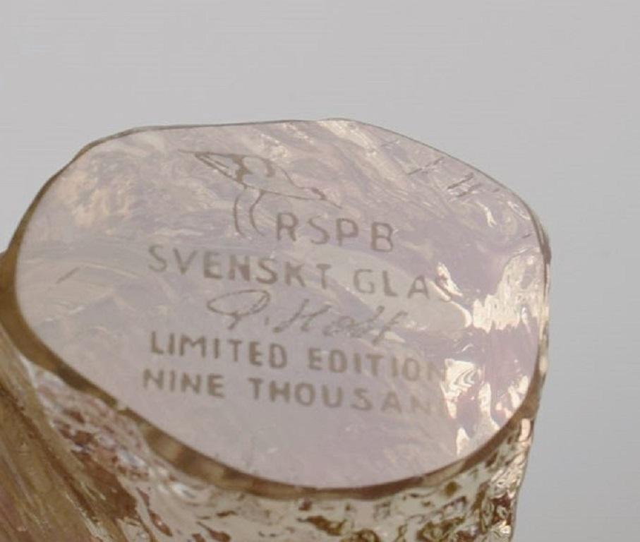 Fin du 20e siècle Paul Hoff pour Swedish Glass, Sept Oiseaux dans le Verre d'Art, Wwf, 1980 en vente