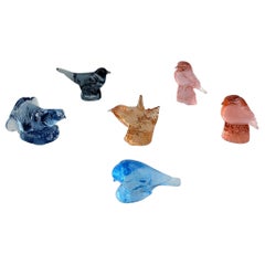 Paul Hoff for Swedish Glass, Six Birds in Art Glass, WWF, 1980s