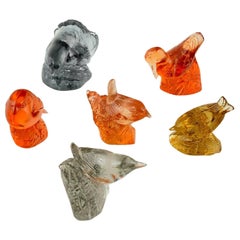 Paul Hoff for Swedish glass. Six birds in art glass. WWF. 1980s.