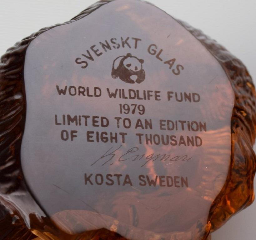 Paul Hoff für Schwedisches Glas, Drei Figuren aus Kunstglas, WWF, 1970er Jahre (Ende des 20. Jahrhunderts) im Angebot