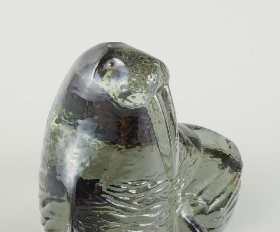 Late 20th Century Paul Hoff for Swedish Glass, Two Figures of an Orangutan and a Walrus For Sale